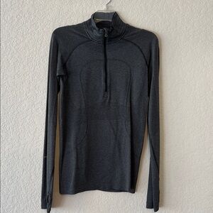 Lululemon Athletica Gray Striped Quarter-Zip Top
